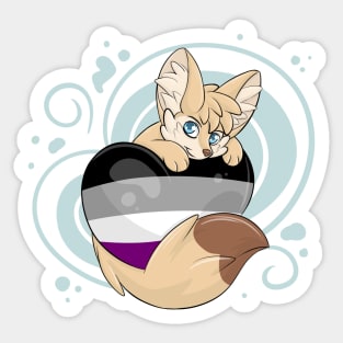 Asexual Flag-Heart Fennec Fox Sticker